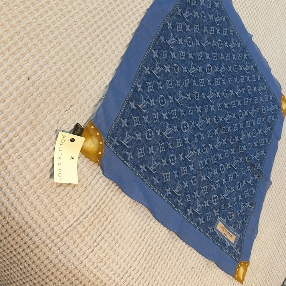 Luis Vuitton light weight cotton, denim inspired scarf! Brand new!! Original box